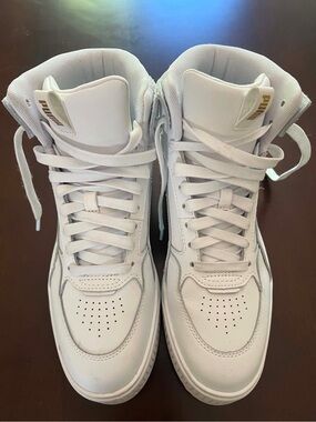 Puma White Low-Top Sneakers with Subtle Perforation